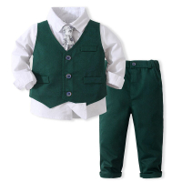 Kids Boy Gentleman Clothing Set Long Sleeve Tie Shirt + Waistcoat + Pants Toddler Boy Formal Outfits