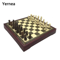 Yernea High-quality Wood Chess Game Set Solid Wood Chess Pieces International Chess Coffee Table Wooden Chessboard 28*28cm
