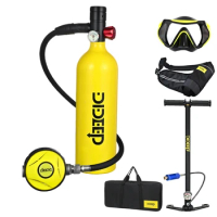 DIDEEP 1L Scuba Diving Tank Set Mini Oxygen Cylinder Respirator Air Tank Hand Pump for Snorkeling Diving Equipment