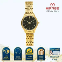 Mirage Jam Tangan Wanita Analog 8775 L Gold Original Stainless Plat Hitam