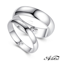 AchiCat 情侶戒指 925純銀戒指 攜手相伴 對戒 送刻字 單個價格 情人節禮物 AS7092