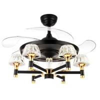 42inch Luxury Ceiling Fan with Chandelier 6 Heads Crystal Lampshade Big Wind 110V 220V 42inch Lighting Fixture F-1009