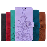 lily Floral Flower Case For Sony Xperia 10 5 1 V IV III Plus L4 L3 XZ3 ACE3 Card Slot Wallet Manget Fold Flip Book Case Cover