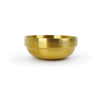 【NUIT 努特】304不鏽鋼金色碗 14cm 金色餐具 不鏽鋼碗 不鏽鋼雙層碗 金碗 防燙 雙層(NTD61GD 滿額出貨)