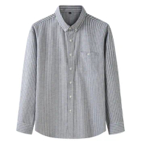 Autumn new style Plus size men's long sleeve shirt Men's business casual Oxford striped shirt 6XL 7XL 8XL 10XL