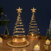 Golden Christmas tree Model with flash Iron TV cabinet Decor Christmas Party Decor Console Cabinet decoration wi