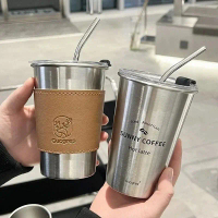 Cawan Stainless Steel Dengan Sedut Stainless Steel Cup With Straw Coffee Mug with Lid Bottle Thermos