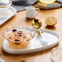 金邊燕窩碗玻璃碗套裝 創意 糖水銀耳湯碗雪糕沙拉碗甜品碗盅
