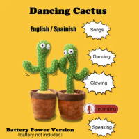 Electric Dancer Cactus Toy for Baby Glowing Dancing Captus Record Swing Fish Repeat Talking Dance Cactus Spanish Parlanchin Gift