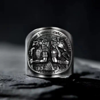 Ancient Egypt Thai Silver Open Ring Vintage Mythology Death Anubis Horus Rings for Men Totem Amulet Jewelry Christmas Gift