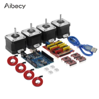 Aibecy 4*4401 Stepper Motor Kit V3.0 Expansion Board UNO R3 Board 4*A4988 Driver with Heatsink USB Cable for 3D Printer Parts