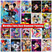 Merdika Fairy Dust Disney Diamond Painting Mickey Mouse DIY Diamond Mosaic Embroidery Rhinestone Picture Zipper Bag Home Decor