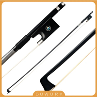 4/4-1/16 Đen Carbon Sợi Violin Bow Ebony Ếch Nickel Bạc Trắng Lông Ngựa Archet De Vilon Fibre De Car