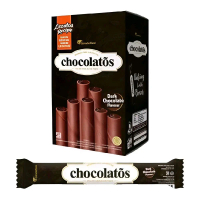 Wafer Roll Chocolatos Rasa Dark Cokelat Box isi 24pcs Cemilan Chocolate