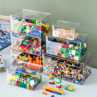 桌麵 收納 ● 積木 收納盒 兒童 玩具 透明 盒子書本整理 書架 帶蓋展示櫃箱筐