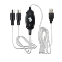 USB IN-OUT MIDI Cable Converter PC To Music Keyboard Adapter Cord