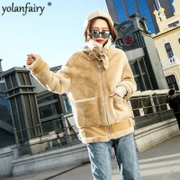 Real Fur Coat Women Natural Sheep Shearing Winter Coat Women Real Fur Jacket for Womens Clothing Manteau Femme YY839