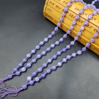 高檔精美天然玉石紫色圓珠掛件繩6毫米石英巖玉吊墜繩珠鏈繩玉繩