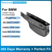 Grecoreal Dash Camera Car Dashcam for BMW X3 F25 X5 E70 F02 X6 1 2 5 7 Series OEM Front Rear Dual Dash Cam 4K Wifi Car DVR