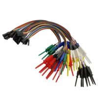 10Pcs 20/30CM Test Hook Clip Logic Analyzer Cable Jumper Wire Yellow/Red/Black/Green/White/Blue Test Clamp Kit