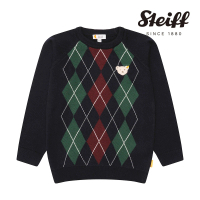 【STEIFF】熊頭童裝 菱格紋針織衫(長袖上衣)