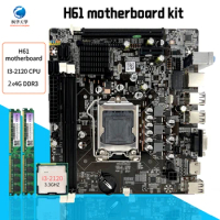 H61M LGA 1155 Intel Chipset SATA2.0 Port Socket DDR3 Support LGA1155 PCI E 8X Motherboard H61 i3 2120 CPU DDR3 8GB 1600Mhz RAM