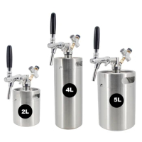 Brand New 2/4/5L Mini Keg Tap System Flow Control Faucet Single Wall Beer Portable Taproom Beer Cider Carbonated Drinks