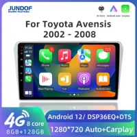 DVR Android 12 2 Din Car Radio multimedia video player for Toyota Avensis 2002-2008 DSP GPS SIM 4G navigation audio 2din