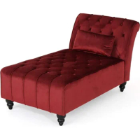 Chaise Lounge Chair, Garnet, Velvet Chaise Lounge Chair