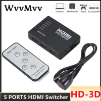 HDMI Switch 5 In 1 Out HDMI Splitter 5X1 with IR Remote Control Supports 3D 4K HD1080P HDMI Switcher For Xbox PS4 Blu-Ray Player