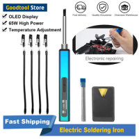 Electric Soldering Iron Portable 65W High Power Soldering Station OLED Display PID with 80-420℃ Temperature Adjustment Function