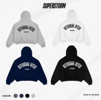 Áo Khoác Hoodie Zip Boxy Thêu STORM.STU Nỉ Bông UNISEX Nam Nữ