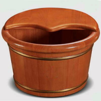 【橡木桶-26cm高單桶+橡木蓋子+按摩珠+萬向輪-1套/組】足浴桶泡腳木桶-5670715