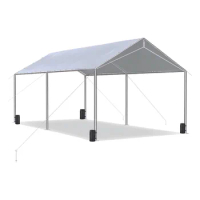 10'X20' Heavy Duty Car Canopy with Reinforced Steel Cables, Outdoor Car Shelter,Upgraded Carport with 6 Legs, Galvanized Tub
