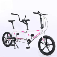 Lightweight Double Seat Folding Tandem Bike/ Sightseeing Leisure Adult Foldable Tandem Bicycle