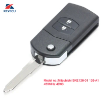 KEYECU For Mazda 2 3 5 6 RX8 MX5 P/N: Mitsubishi SKE126-01 SKE126-A1 433MHz 4D63 CHIP Upgraded Flip Remote Car Key Fob 2 Button