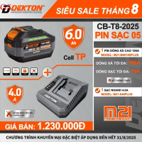 Bộ Dekton M21-B60100Plus + M21-S40Plus, Chân Pin Phổ Thông, Phù Hợp Cho Các Thiết Bị Công Cụ Dekton 