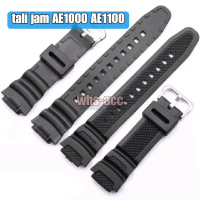tali jam tangan Rubber Hitam ae1000 ae1100 asli Watches Karet