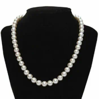 18 inch AAAA 8-9mm Japanese Akoya white pearl Necklace 14K Yellow Gold clasp