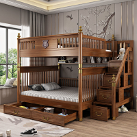 新中式全實木兒童高低雙層床兩層上下床男孩1.8上下鋪床成人同寬
