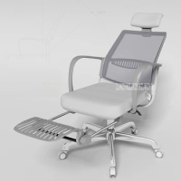 1307600 Office Boss Chair Steel Feet Adjustable Chair Mesh Cloth With Footrest Gaming Chair Household Reclining Computer Chair