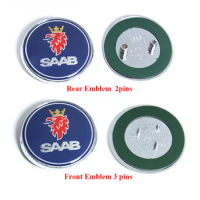 68mm 2 3 Pins SAAB Car Front Hood Bonnet Logo Rear Trunk Bumper Badge For SAAB 9 3 9 5 9-3 9-5 SAAB Emblem Sticker Accessories