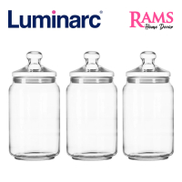 Applicable to Luminarc 3 Pcs Plain Transparent Pot Club Glass Jar / 1000ML & 750ML & 500ML / Airtigh