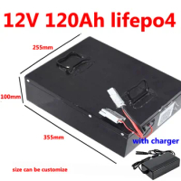 GTK Lifepo4 12V 120AH battery BMS 4S 12.8V 120Ah for Solar Energy System Boat engine Electronic equipment Camper +10A Charger
