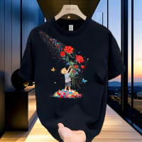 【COD Outlets Katun 100%】Pangeran Kecil Bunga Mawar Cetak T-Shirt|Cotton|Tinggi|Trendy|Cetakan kustom