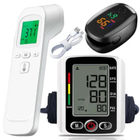 BP Medical Sphygmomanometer Pulse Blood Pressure Monitor Upper Arm Automatic Tonometer Forehead Thermometer Temperature Meter