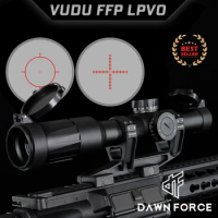 VU-DU FFP LPVO Riflescope 1-6x24mm with Full Original Markings for Airsoft and Hunting with Red Illumination for AR 15 .223 5.56