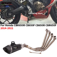 For Honda CB650F CB650R CBR650 CBR650F 2014-2022 Motorcycle Exhaust Full System Front Mid Link Pipe Escape 51mm Moto Muffler