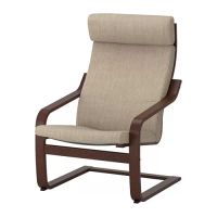 POÄNG 扶手椅, 棕色/hillared 米色, 68x83x100 公分