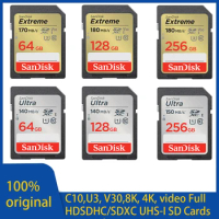 SanDisk Ultra Extreme SD Card 64GB 128GB 256GB 512GB 1T SD Flash Memory Card SD U3 4K V30 Cards SDXC SDHC for Camera